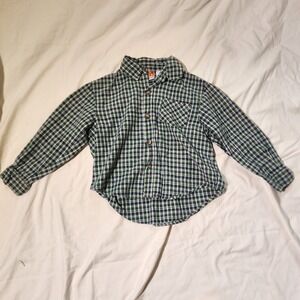 Vintage McDonalds‎ Kids Plaid Shirt Button Up Long Sleeve Green Blue Toddler 4T